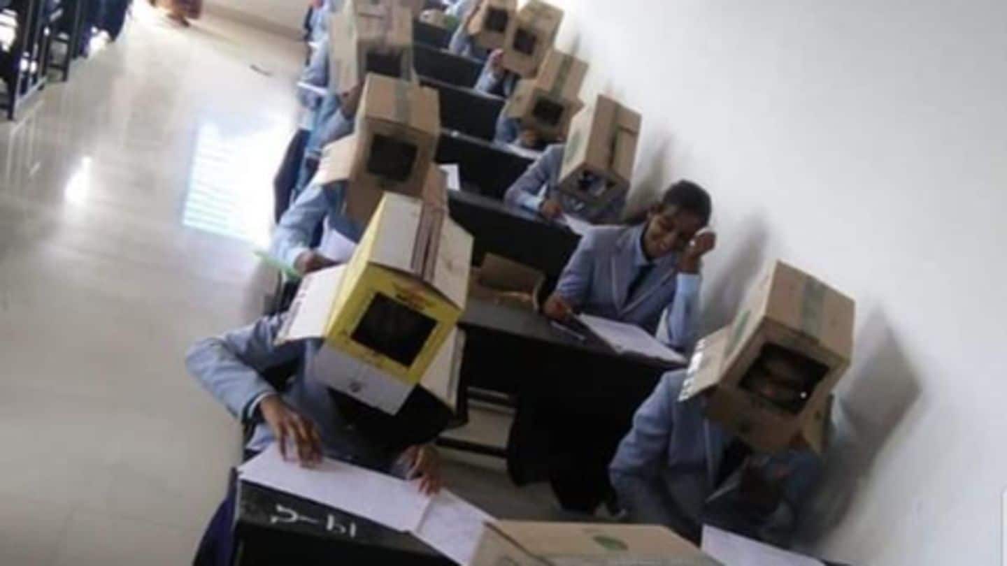 Karnataka college students forced to wear boxes to curb cheating