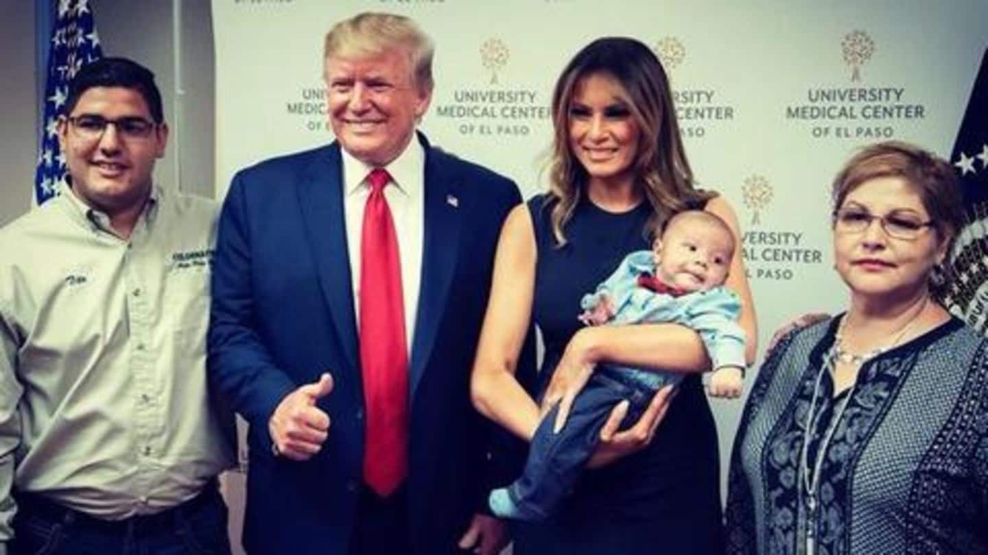 Texas shooting: Trump criticized for thumbs up photo with orphan