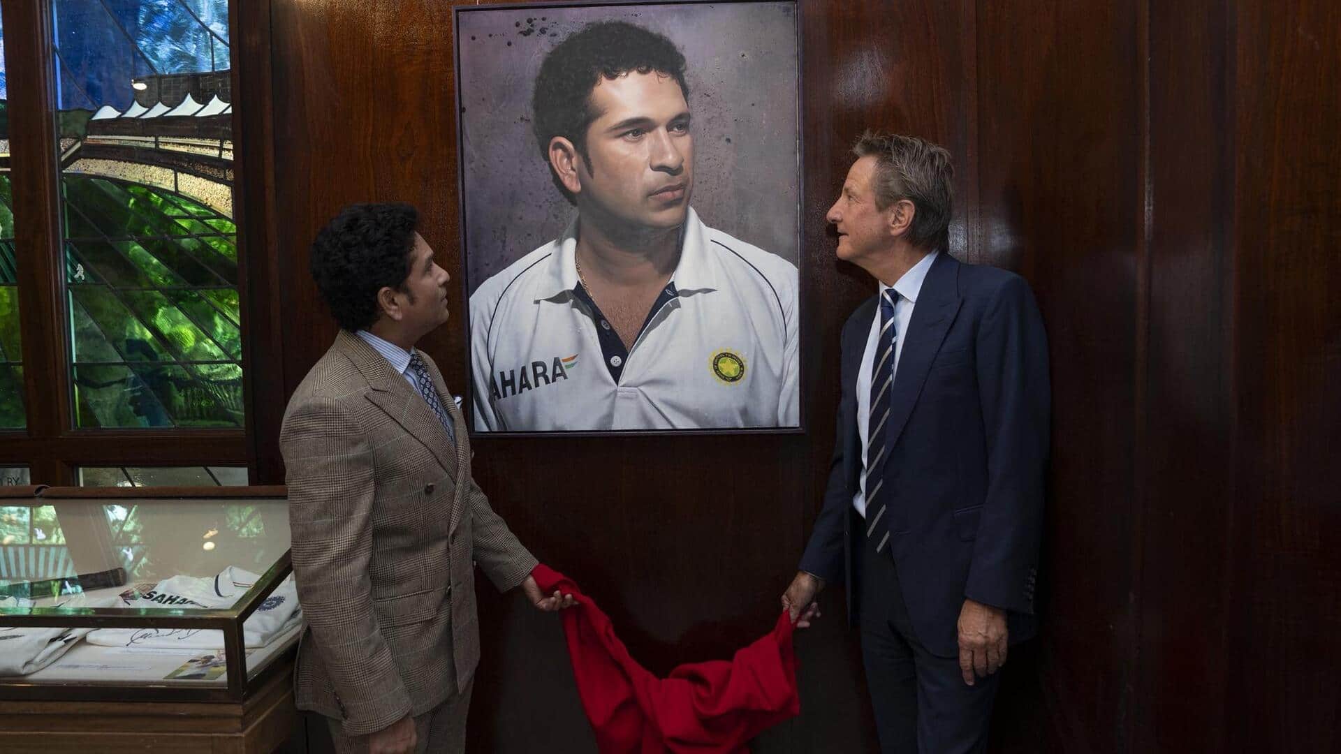 Portrait of Sachin Tendulkar unveiled at Lord's Long Room Portrait of Sachin Tendulkar unveiled at Lord's Long Room