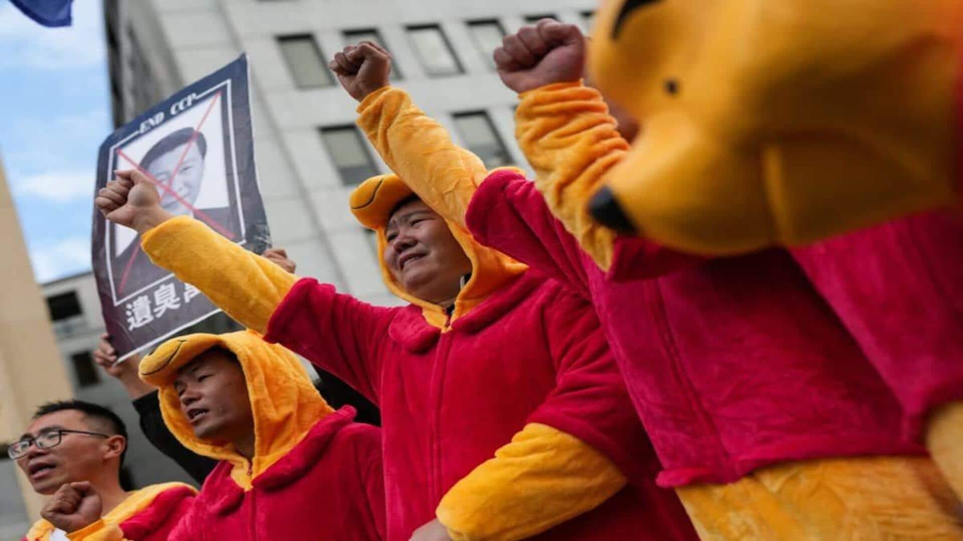 Why protesters mocked Xi in Washington with Winnie the Pooh