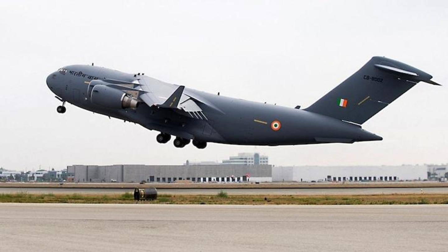 Indian Air Force aircraft bringing 120 Indians home Indian Air Force aircraft bringing 120 Indians home