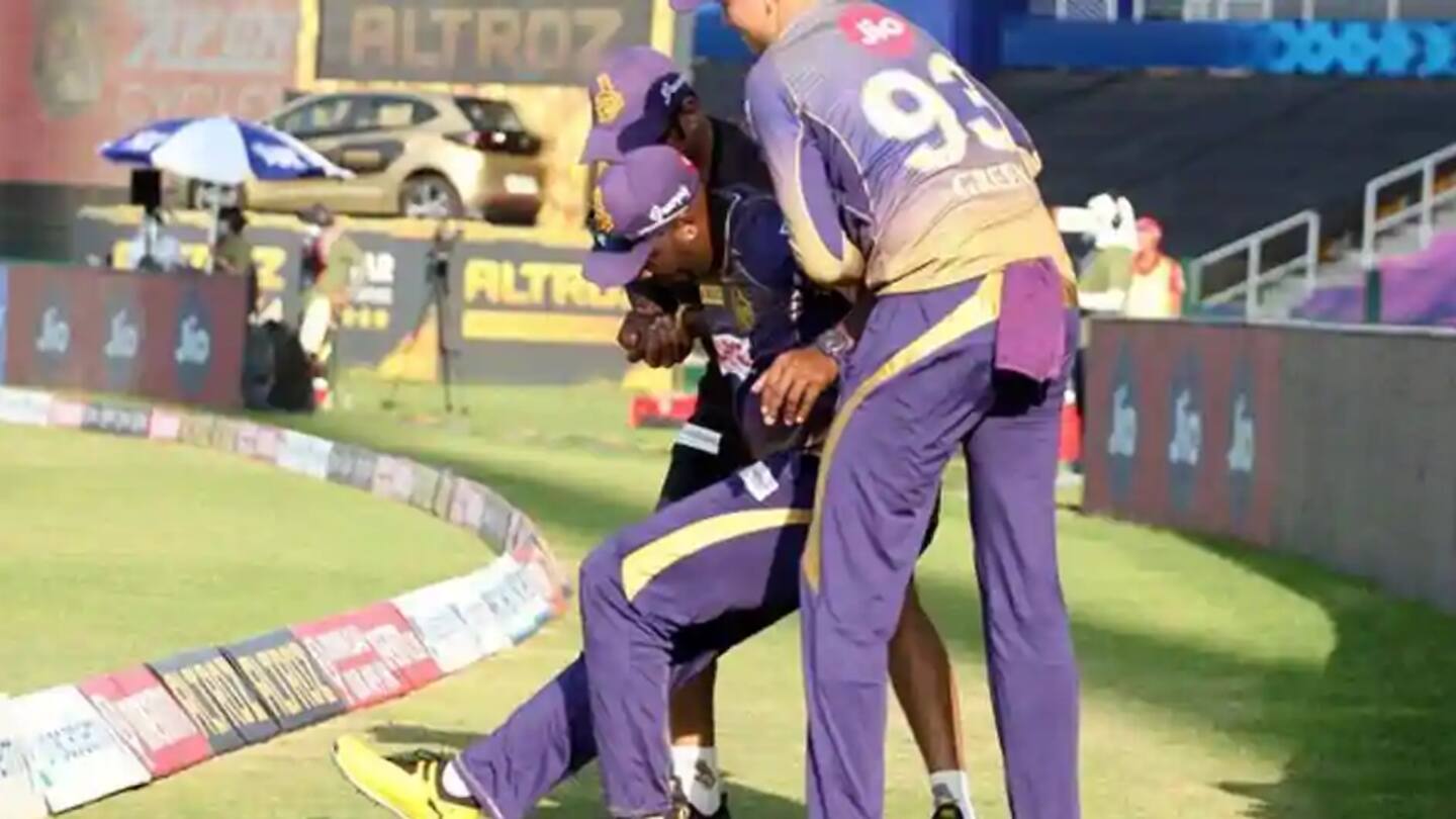 Russell injured his knee in the game against KXIP Russell injured his knee in the game against KXIP