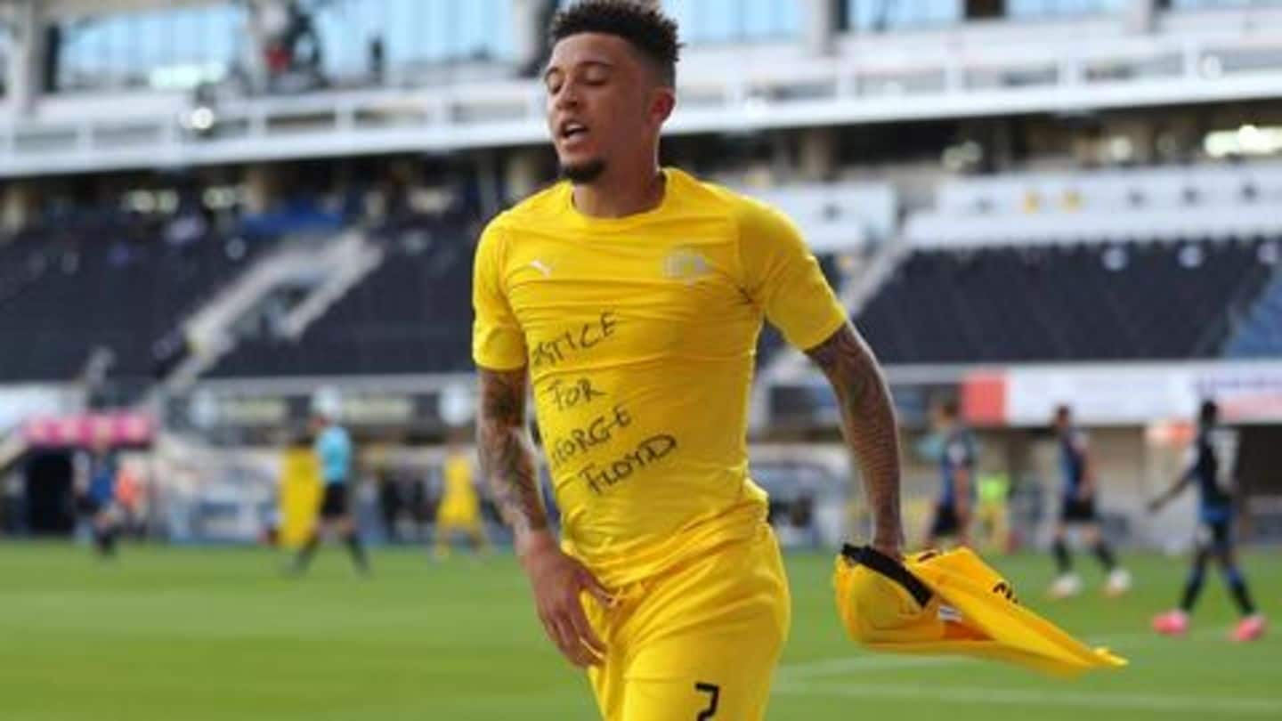 Sancho joins 'Justice for George Floyd' protest after netting hat-trick