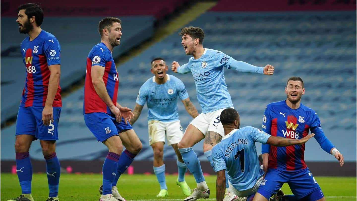 Stones' brace helps Manchester City defeat Crystal Palace: Records broken