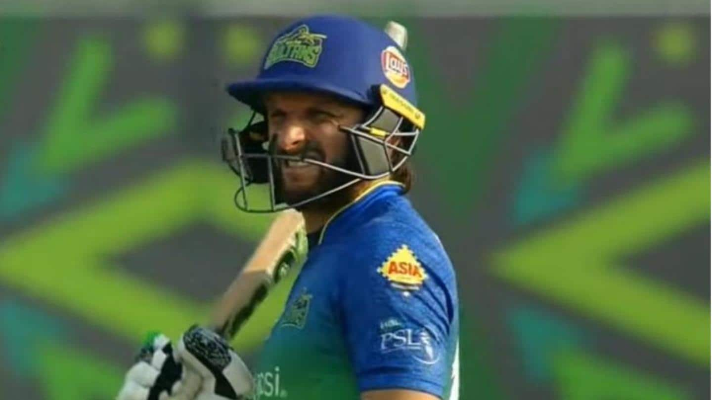 Shahid Afridi sports a peculiar helmet during PSL 2020 playoffs