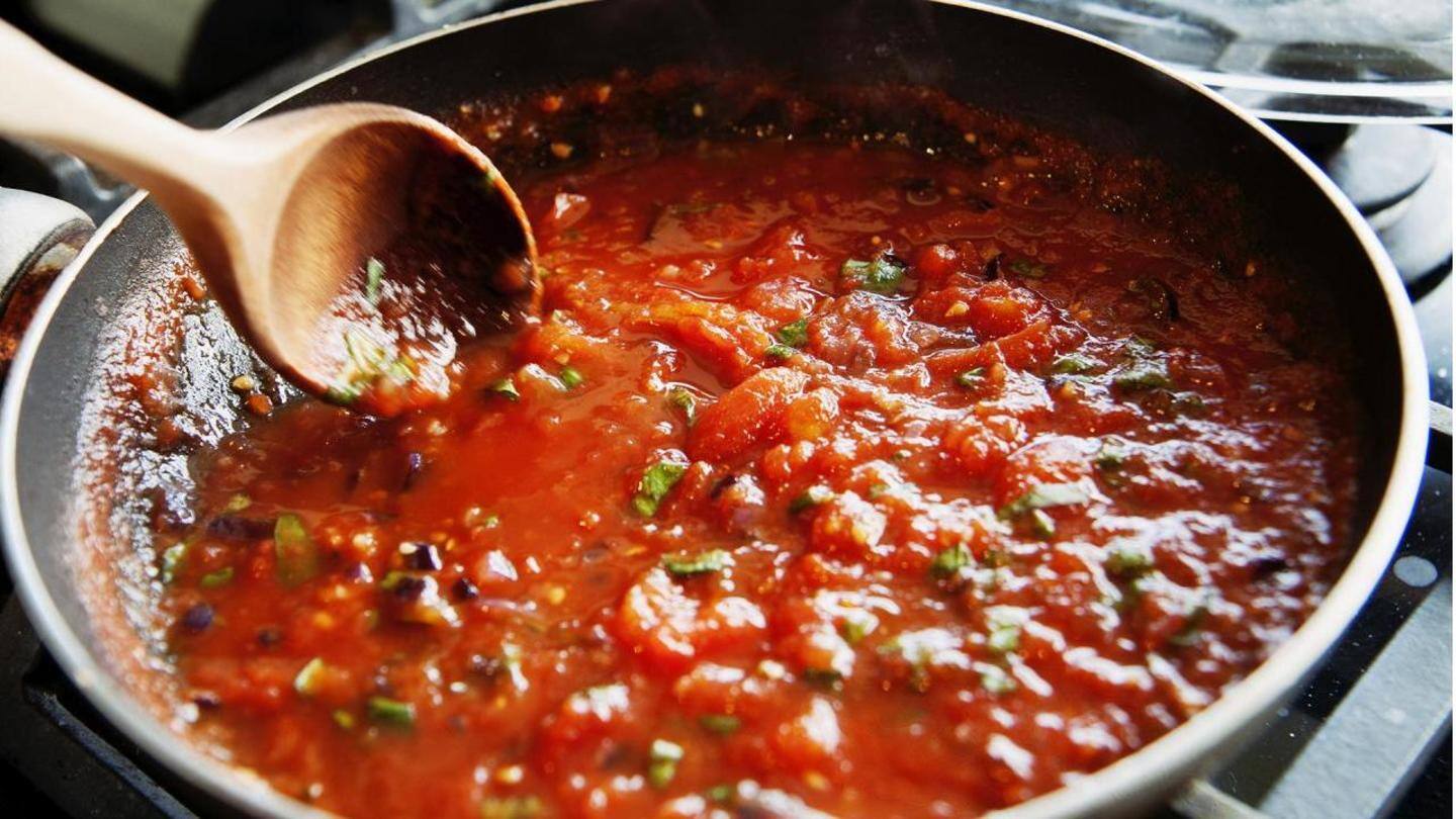 Preparing fresh and tangy red sauce Preparing fresh and tangy red sauce