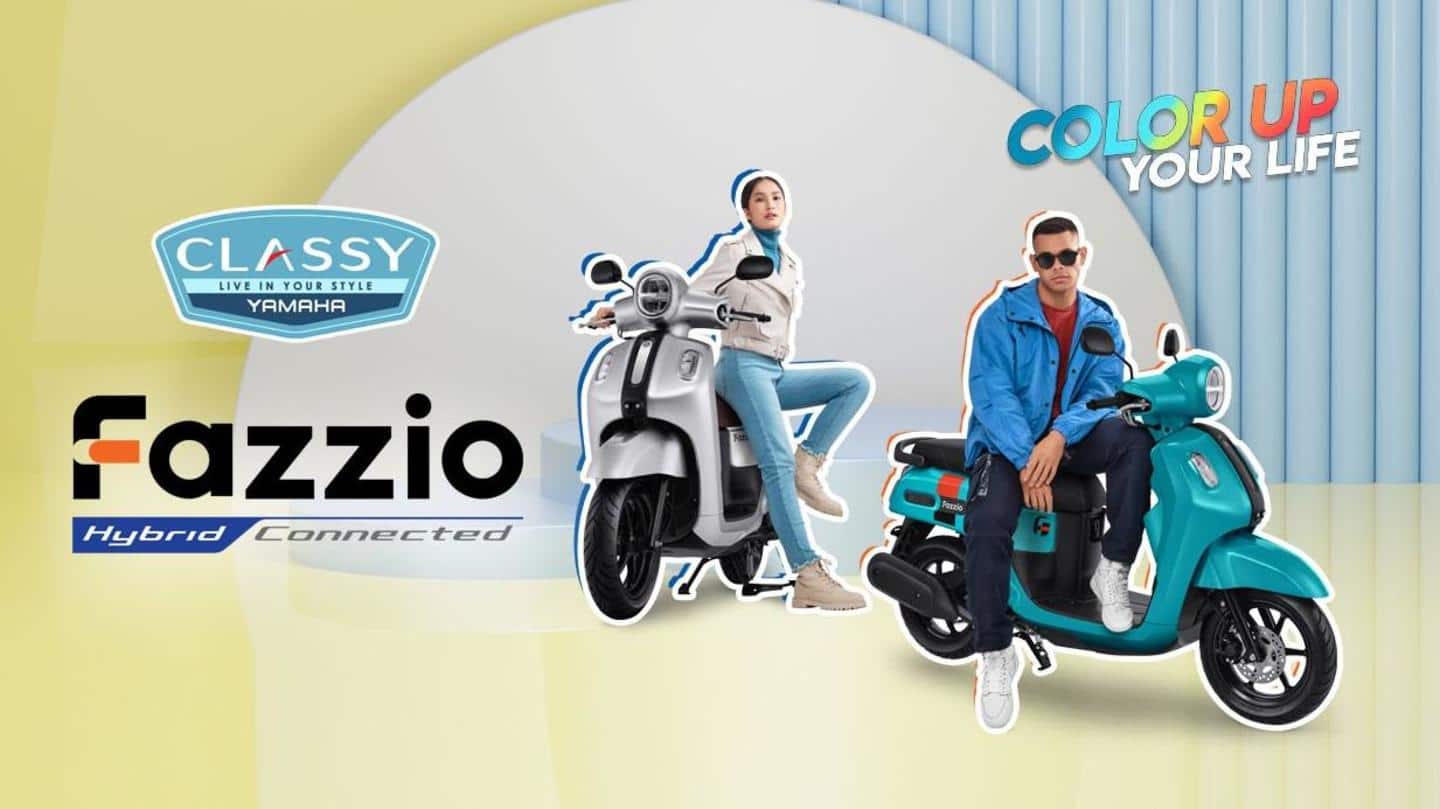 Yamaha FAZZIO Hybrid-Connected scooter, with retro looks, breaks cover