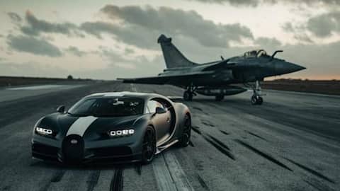 Bugatti Chiron v/s Rafale fighter jet drag race: Who wins?
