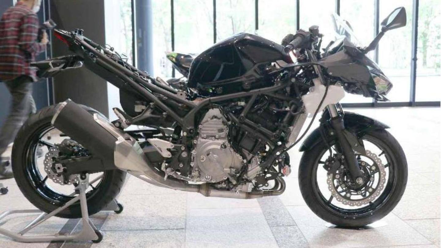 Kawasaki showcases a prototype hybrid motorbike in Japan