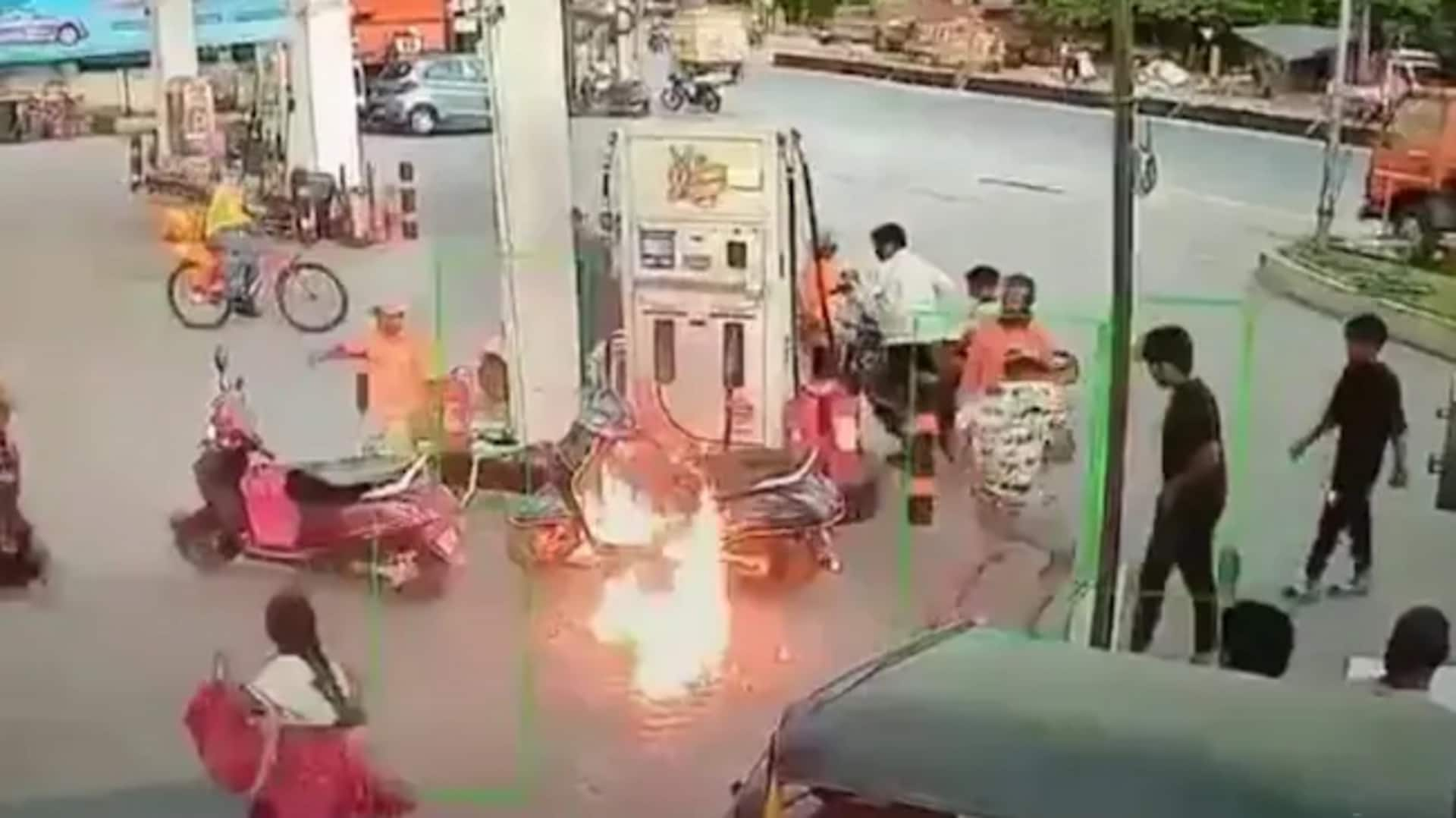 Video: Man starts fire at Hyderabad petrol-pump after 'dare' challenge 