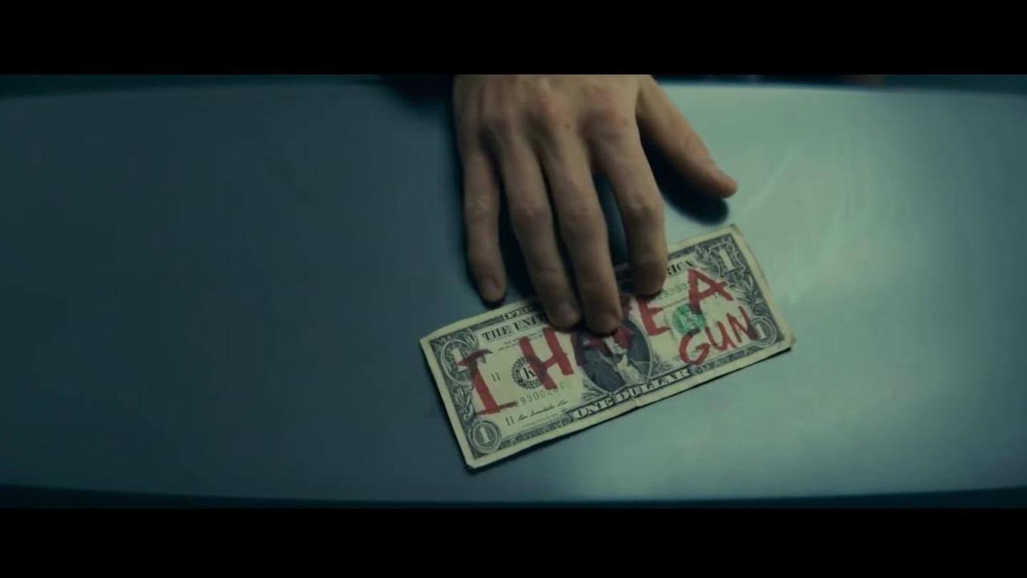 The start: A dollar bill reads, 'I have a gun' The start: A dollar bill reads, 'I have a gun'