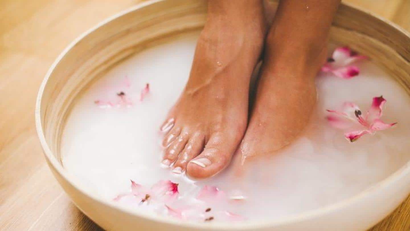 Soak your feet in warm water to loosen dry skin Soak your feet in warm water to loosen dry skin