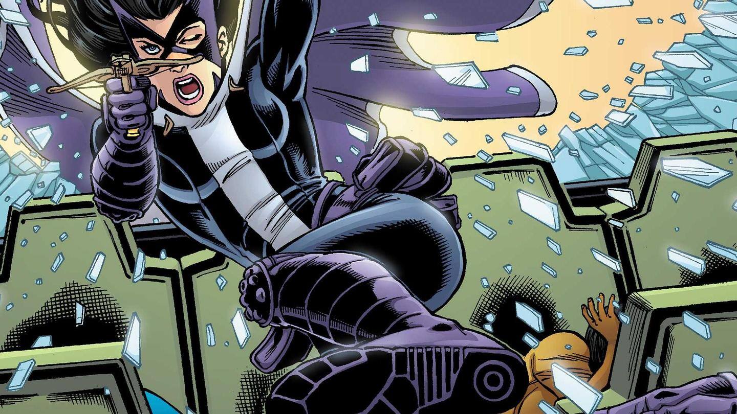 Her expertise in weaponry makes the Huntress a great combatant Her expertise in weaponry makes the Huntress a great combatant