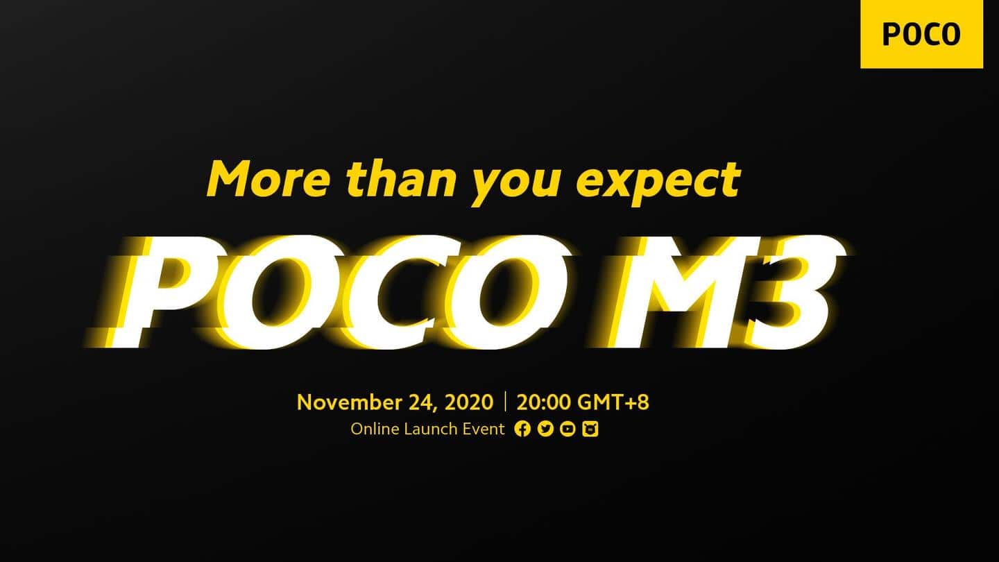 POCO M3 to be launched on November 24
