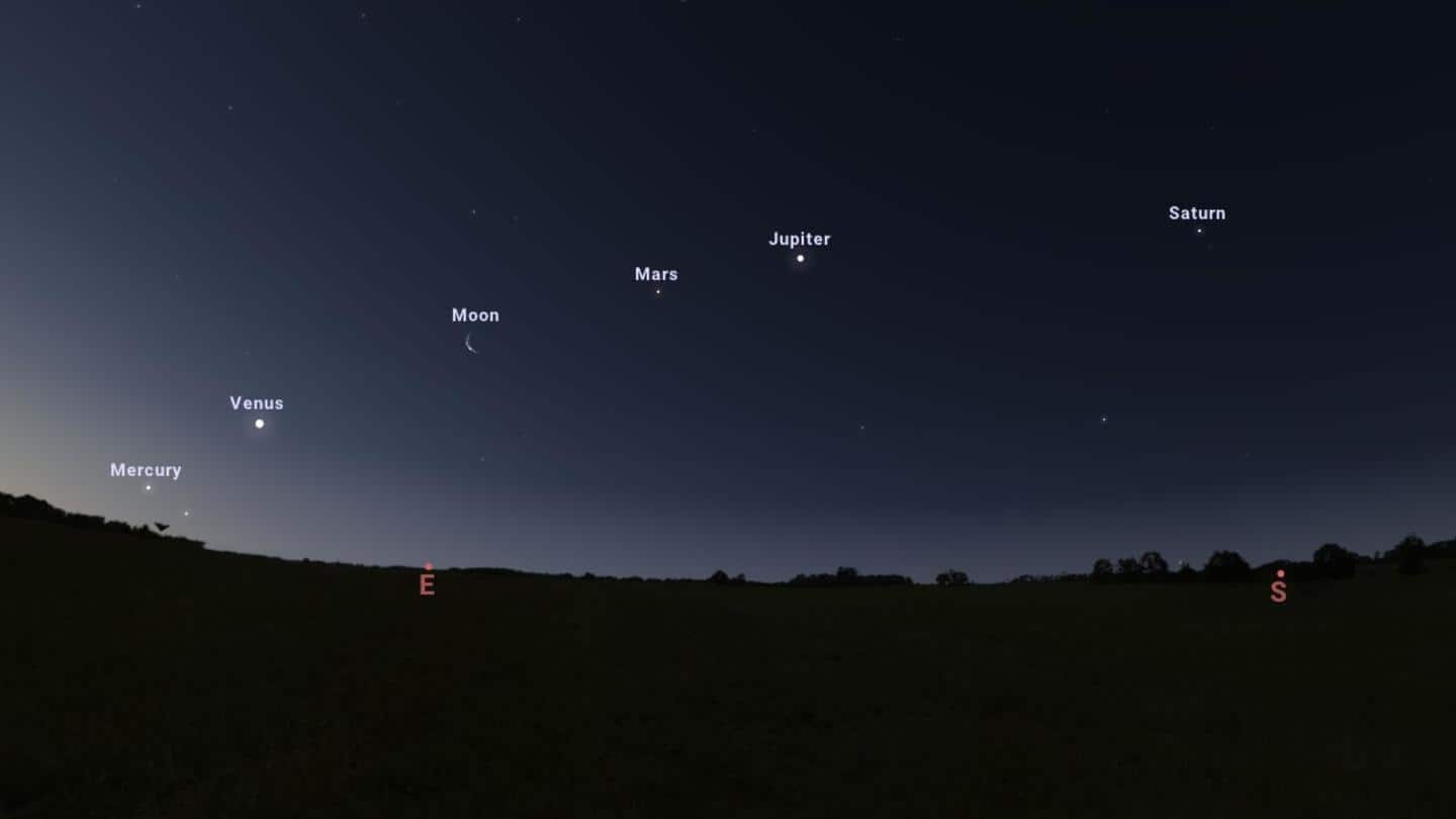 Crescent moon joins 'planetary parade': How to watch rare conjunction