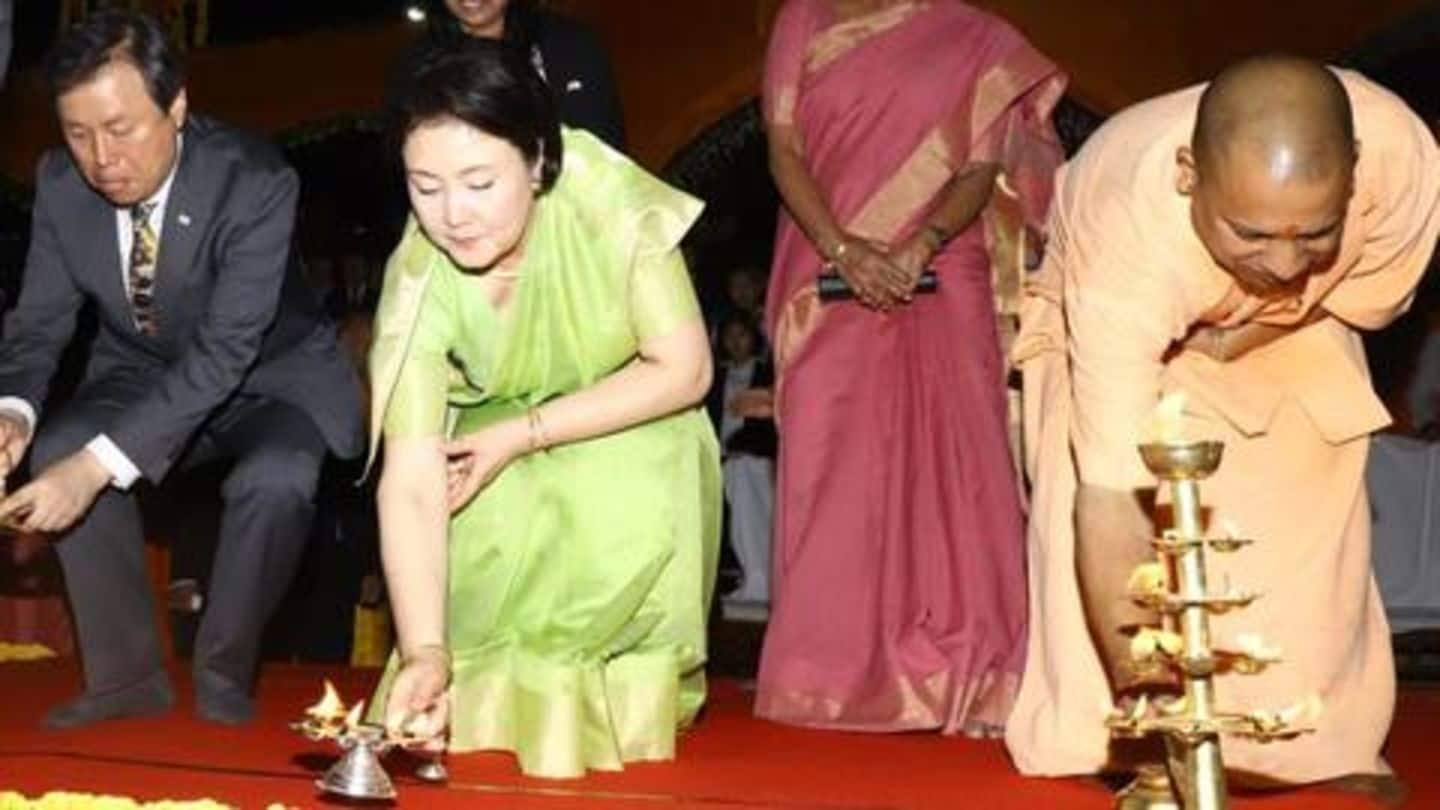 Korean First Lady wearing saree for Diwali delights Ayodhya people