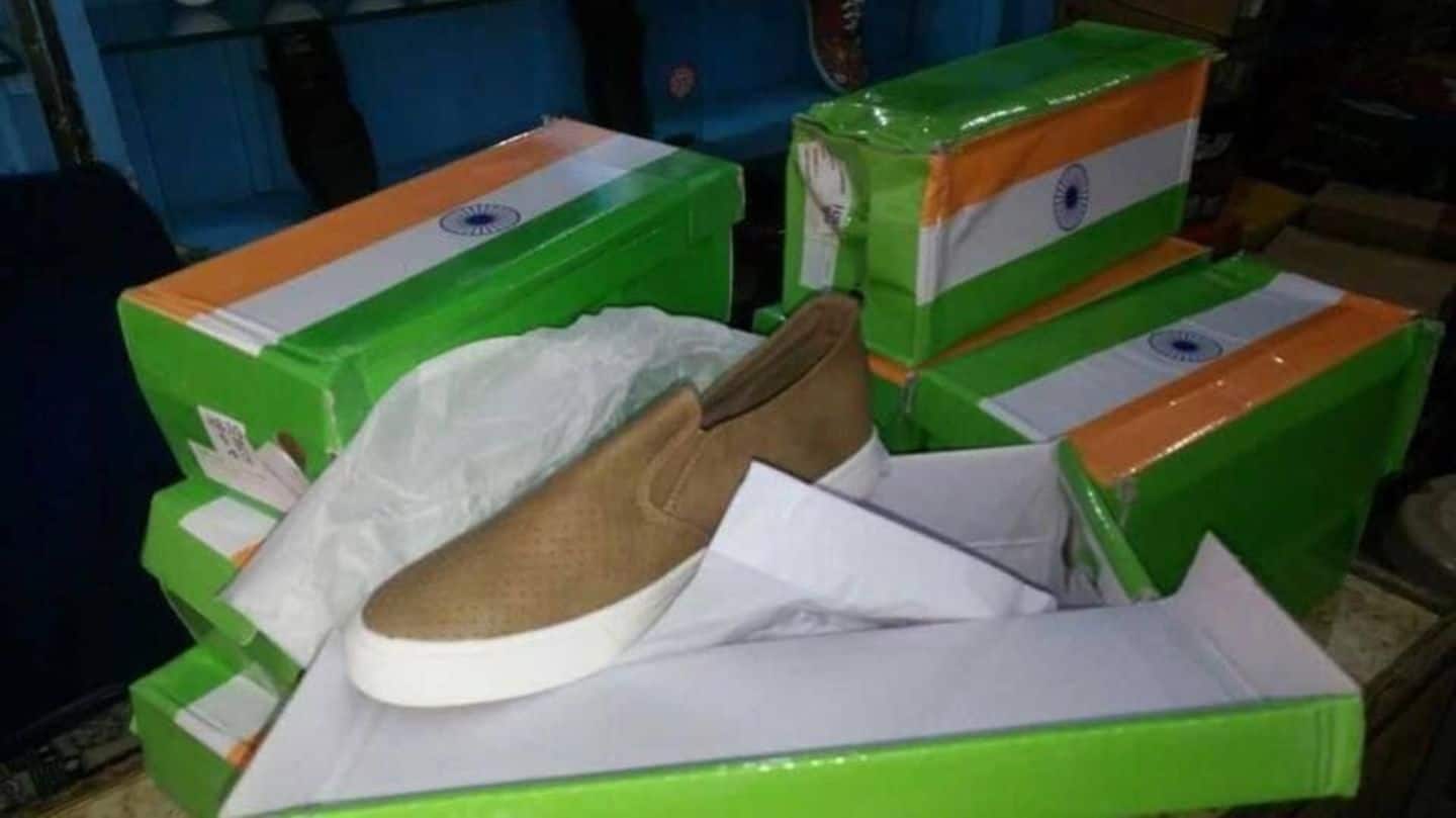 Imported Chinese shoes received in tricolor boxes, Indians enraged