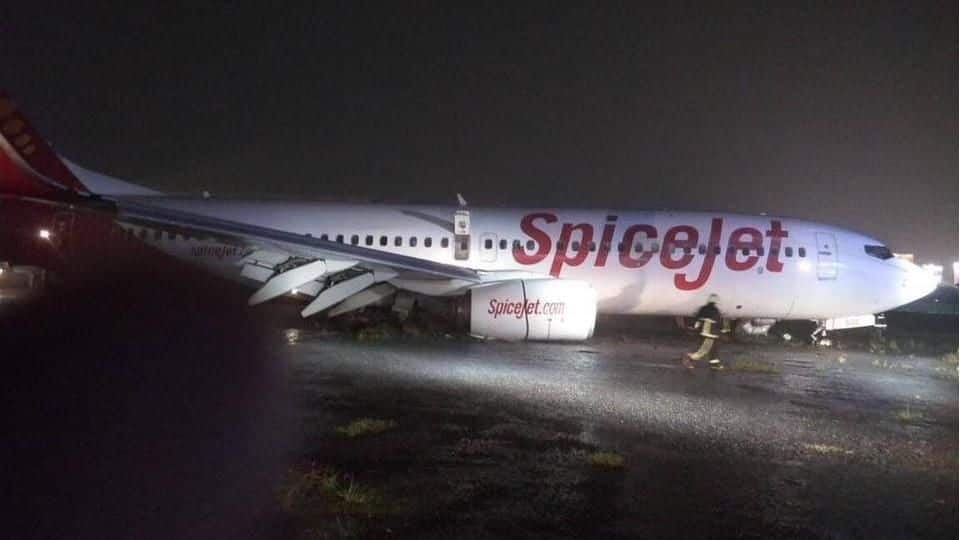 Flight overshoots while landing; skids off runway Flight overshoots while landing; skids off runway