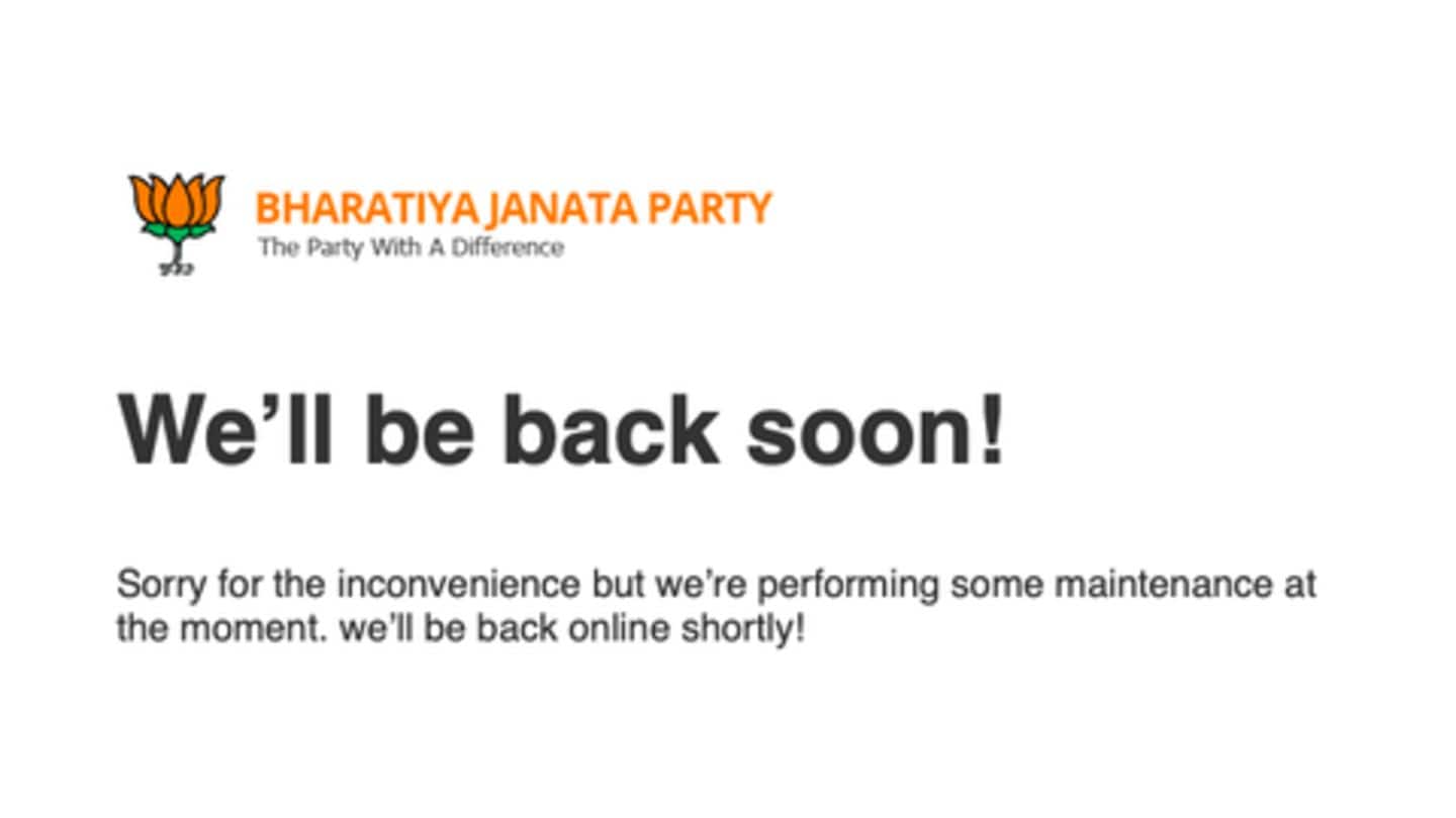 #BJPOfficialWebsite down for second day; not hacked, claims party