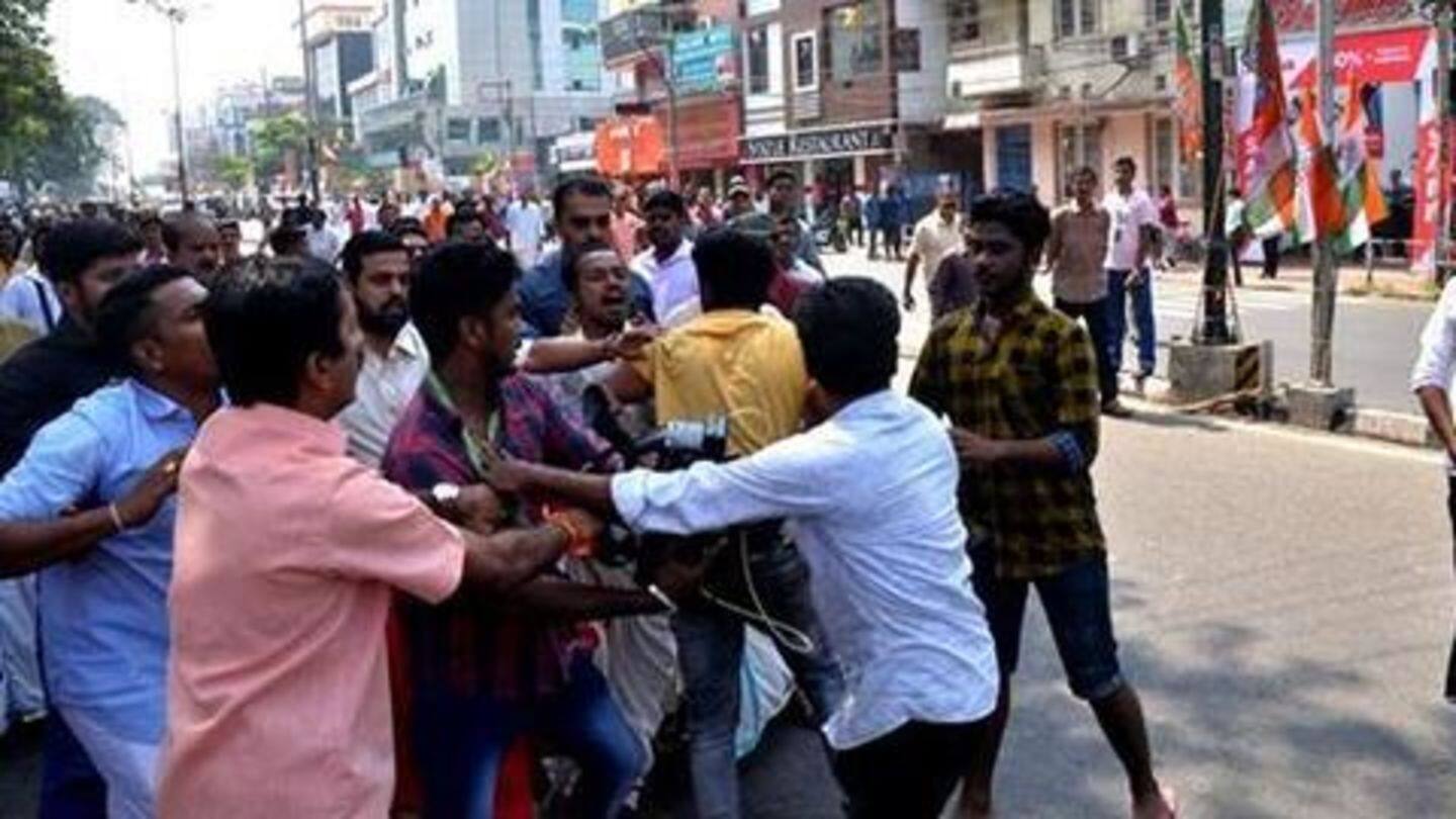 Attacked by agitators during the Sangh Parivar protest Attacked by agitators during the Sangh Parivar protest