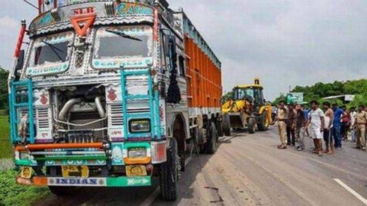 Number plates of the truck were blackened Number plates of the truck were blackened