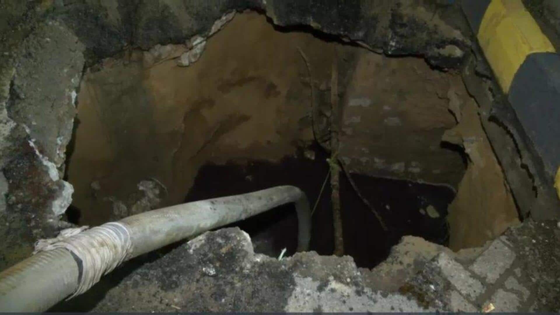 Video: 12-foot-deep pothole opens up on Jaipur's busiest road Video: 12-foot-deep pothole opens up on Jaipur's busiest road