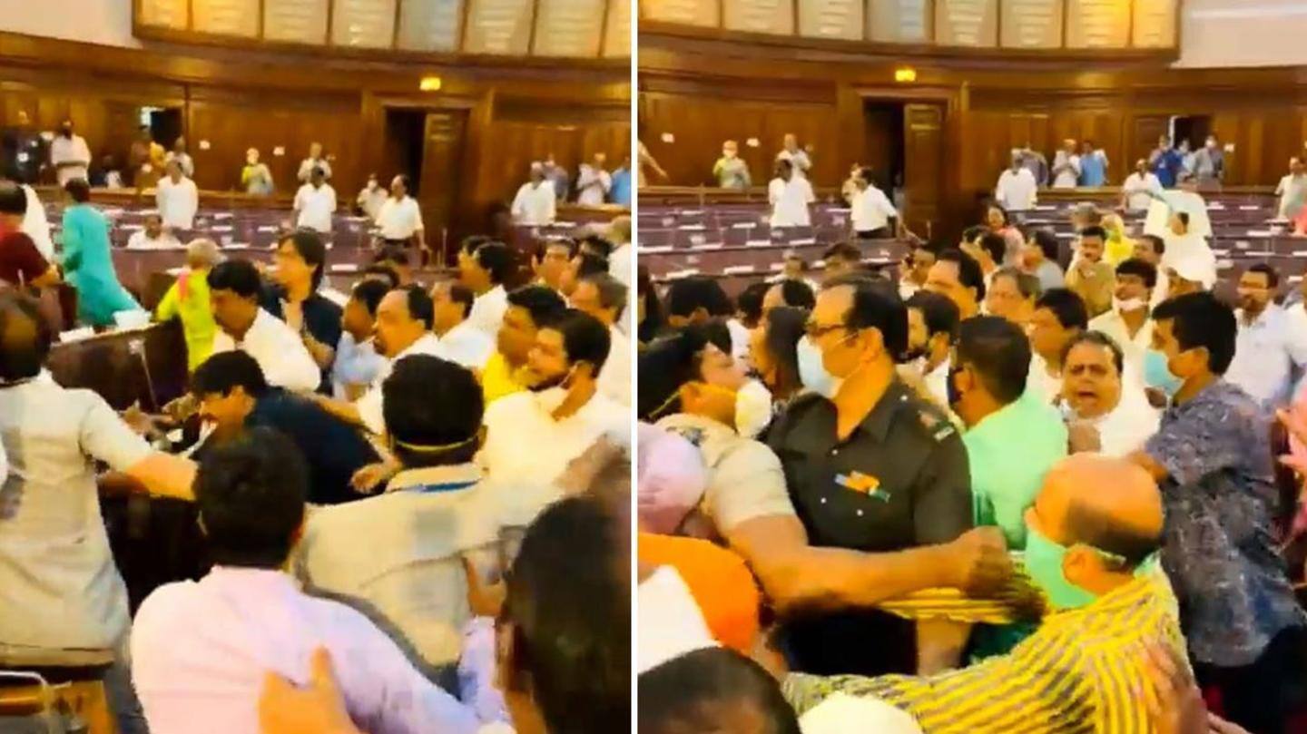Video: Chaos inside West Bengal Assembly as TMC-BJP MLAs clash