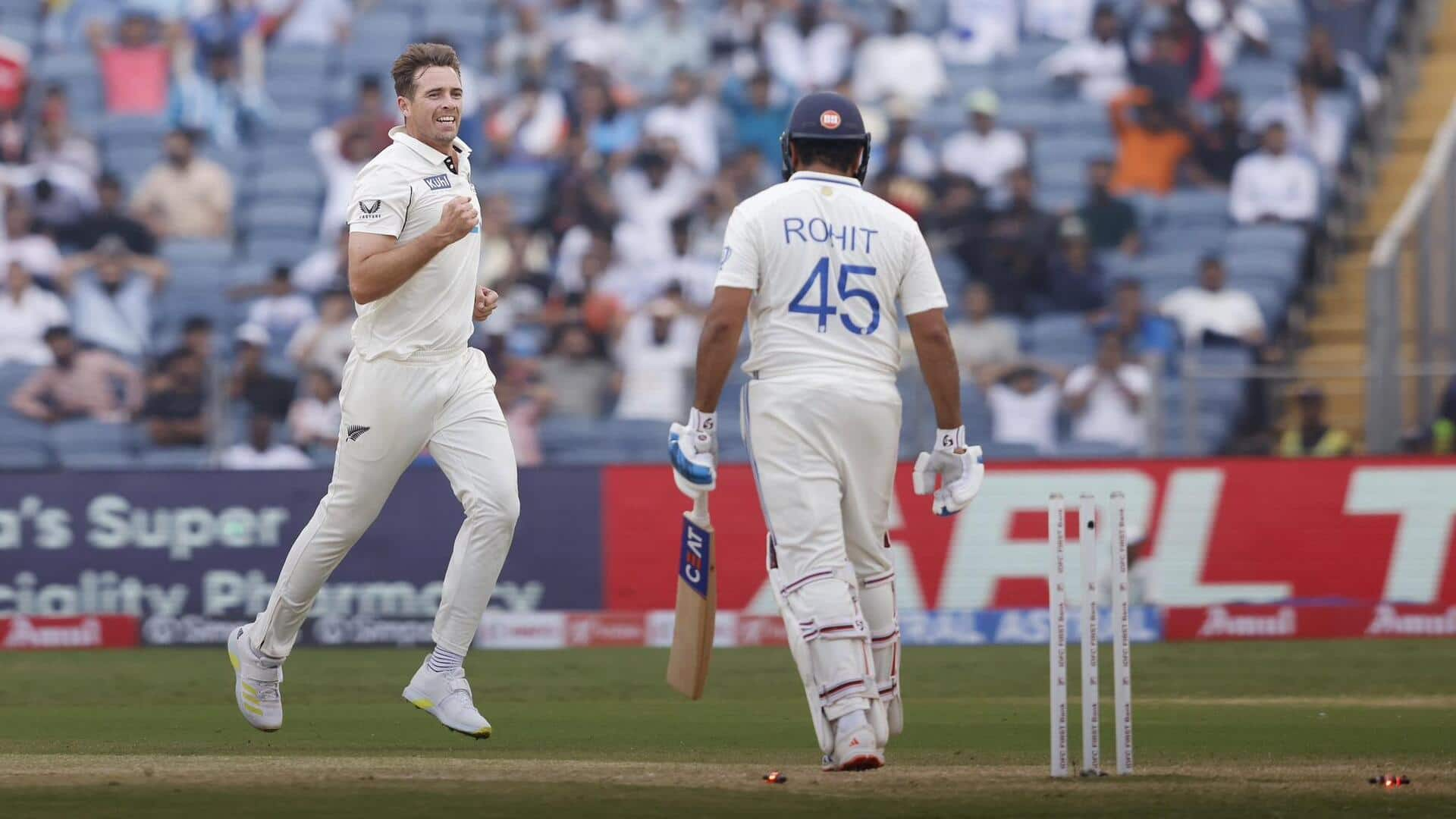 Tim Southee dismisses Rohit Sharma for 4th time in Tests