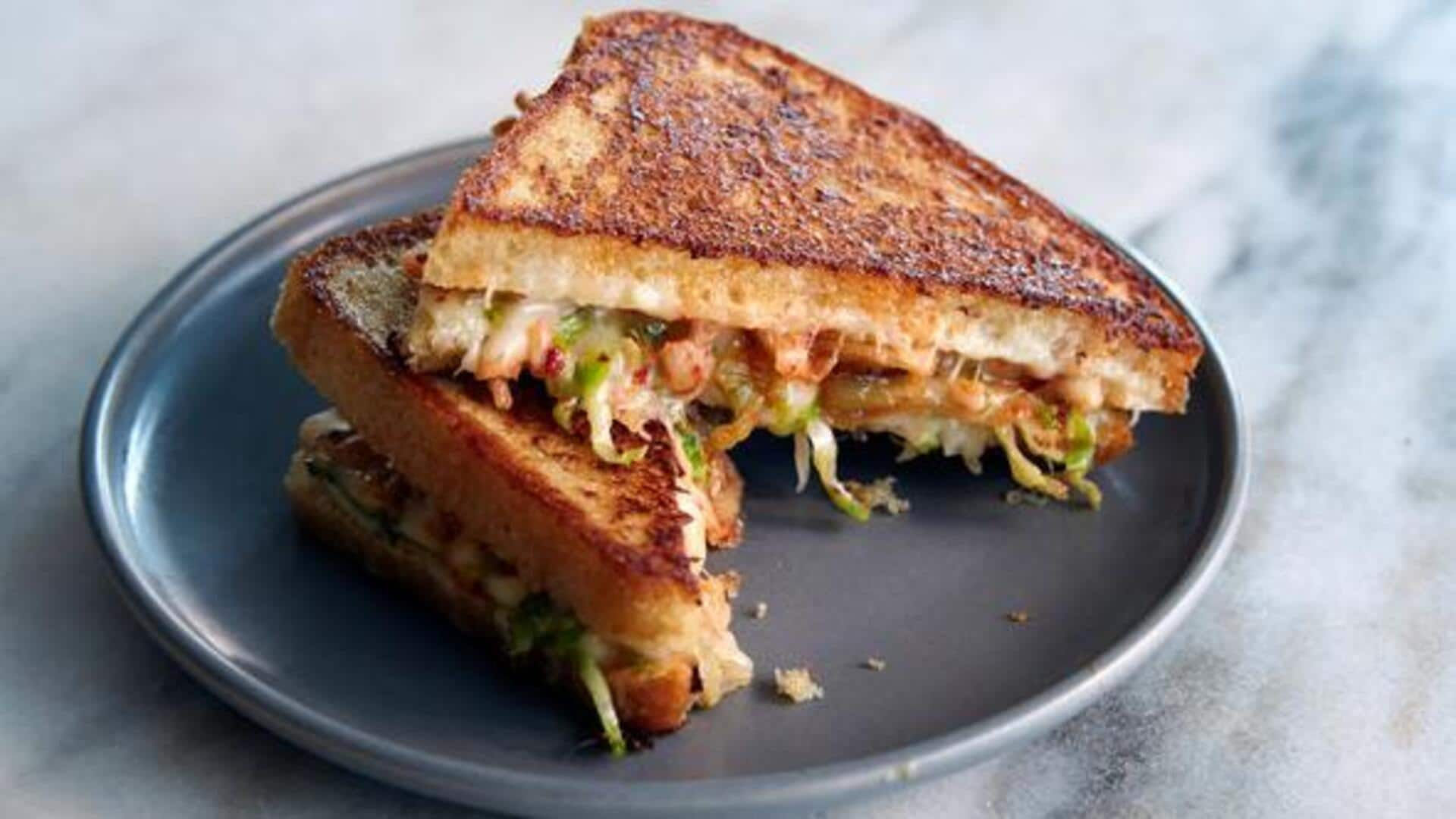 Fusion kimchi grilled cheese sandwich tutorial