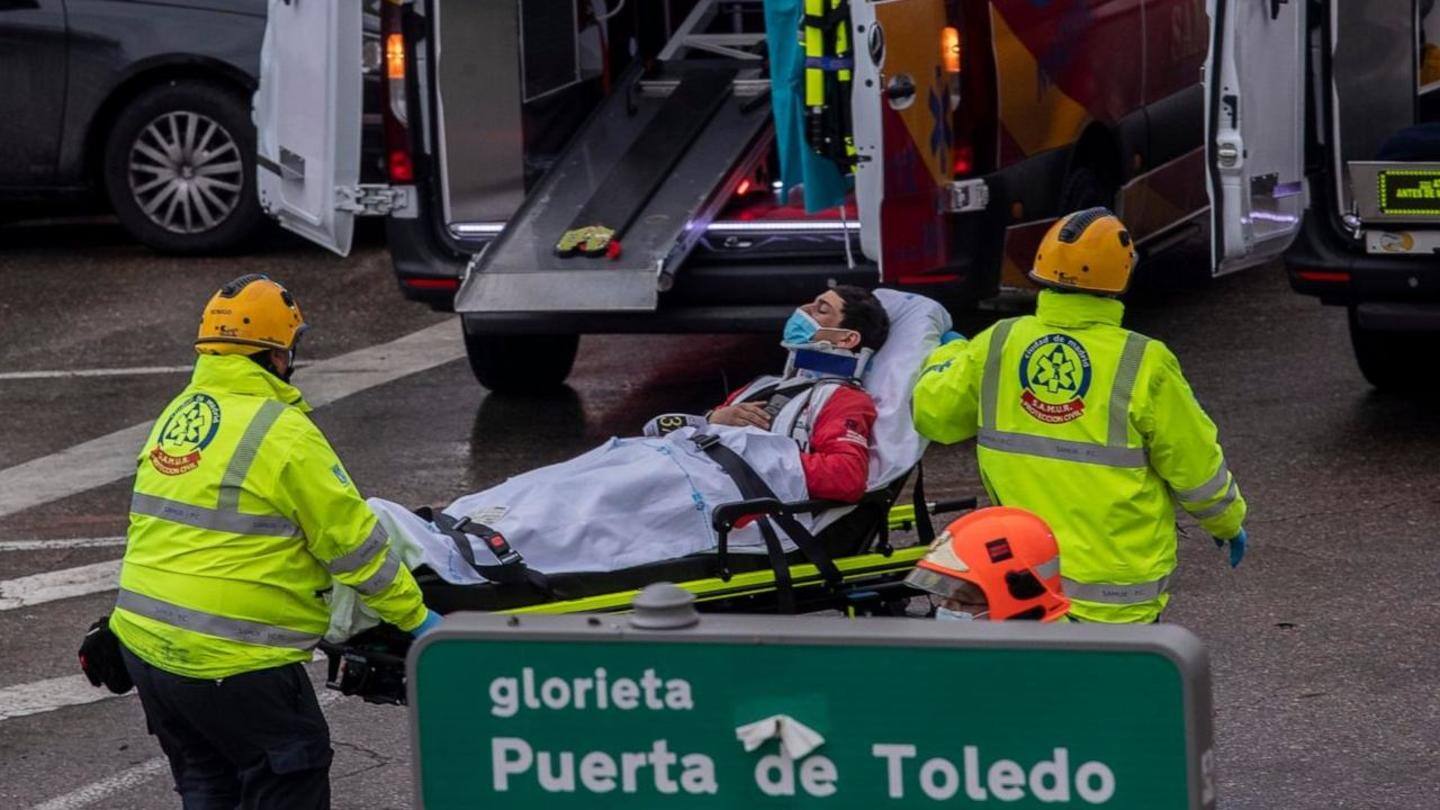 Emergency workers were seen carrying bodies from the area Emergency workers were seen carrying bodies from the area