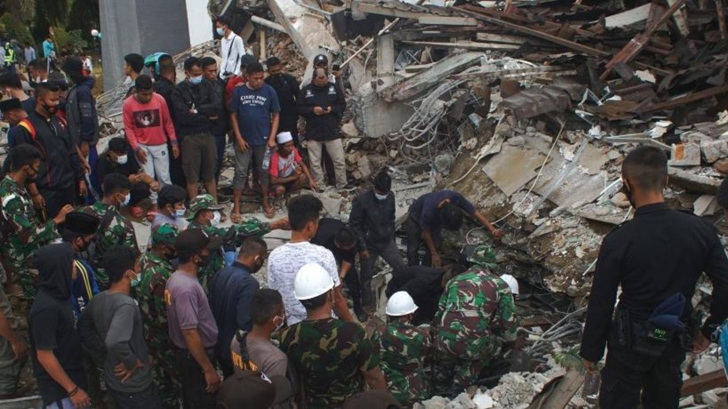 Earthquake set off landslides, flattened buildings Earthquake set off landslides, flattened buildings