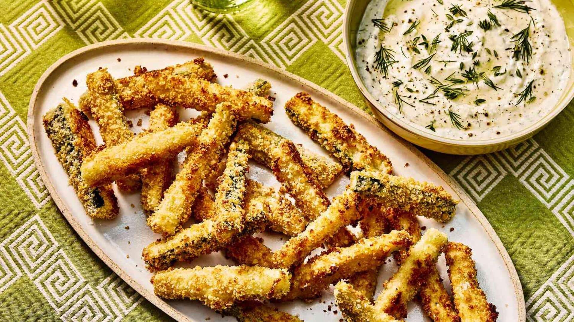 These dips perfectly complement baked zucchini slices 
