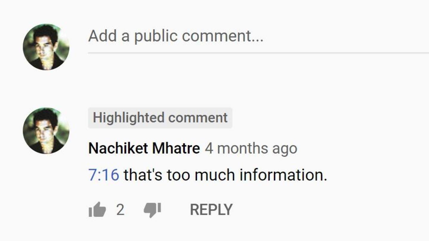 Interestingly, Google already allows comments to hyperlink video timestamps Interestingly, Google already allows comments to hyperlink video timestamps