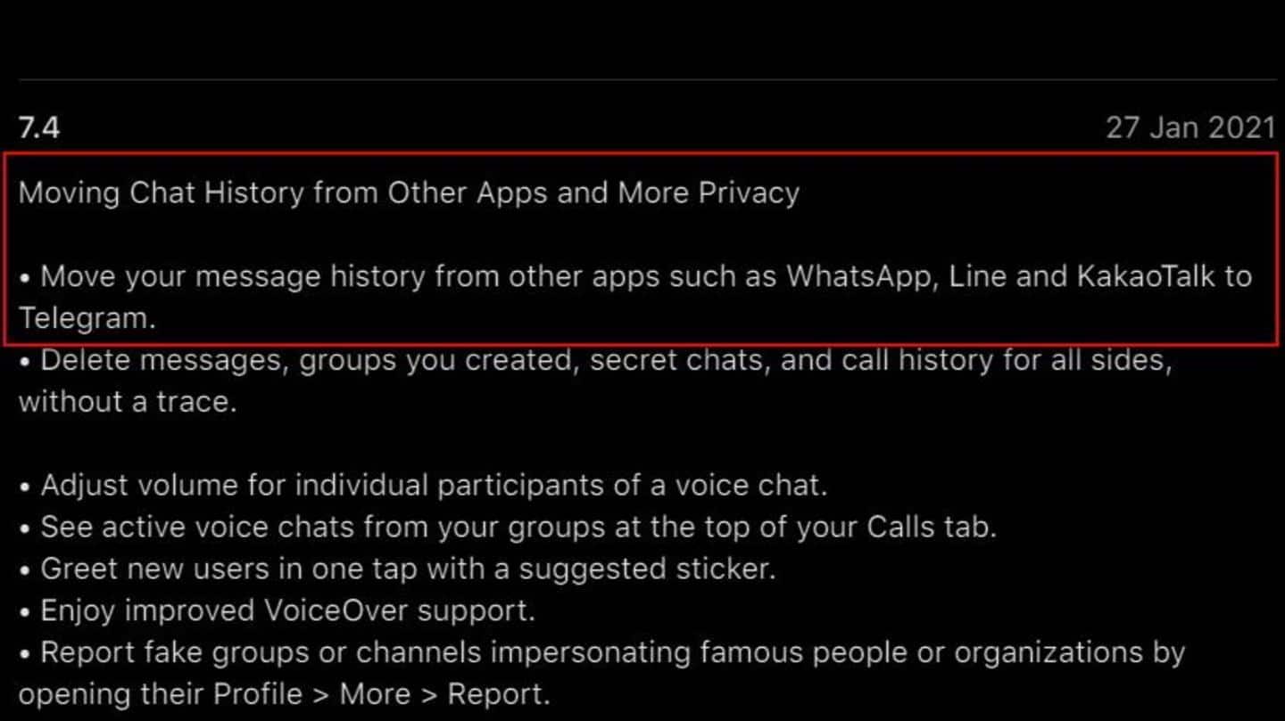 Telegram lures away WhatsApp users with new chat migration tool