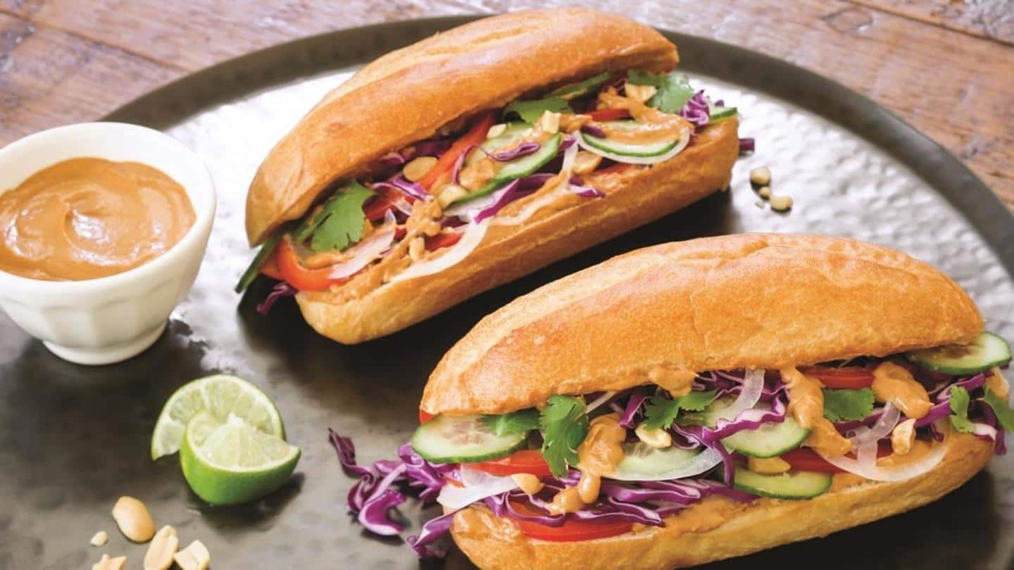 Delicious thai peanut vegetable sandwich; add tofu for extra protein Delicious thai peanut vegetable sandwich; add tofu for extra protein