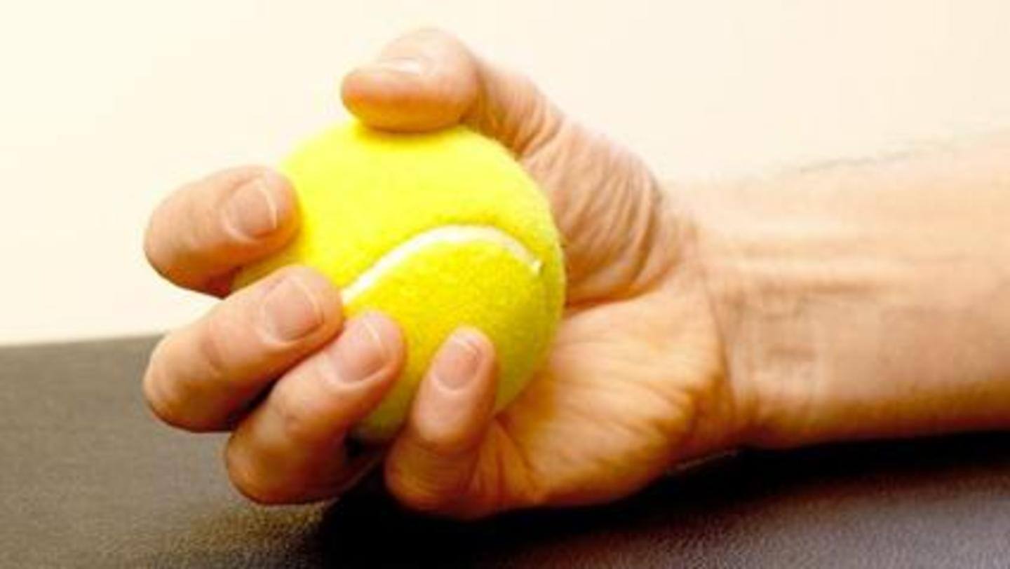 Tennis ball squeeze: If your wrist/fingers hurt, decrease the pressure Tennis ball squeeze: If your wrist/fingers hurt, decrease the pressure