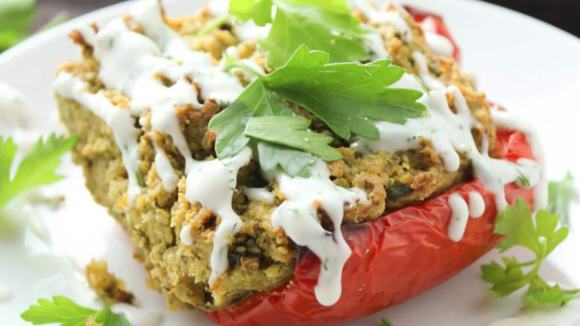 Make Mediterranean falafel stuffed peppers for a flavorsome day