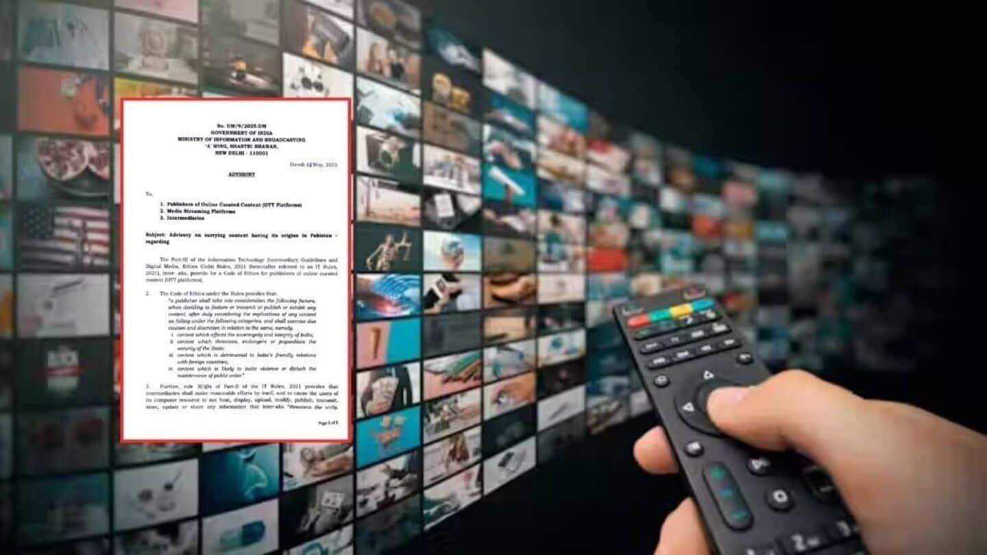 India blocks Pakistani content on OTT in new directive India blocks Pakistani content on OTT in new directive