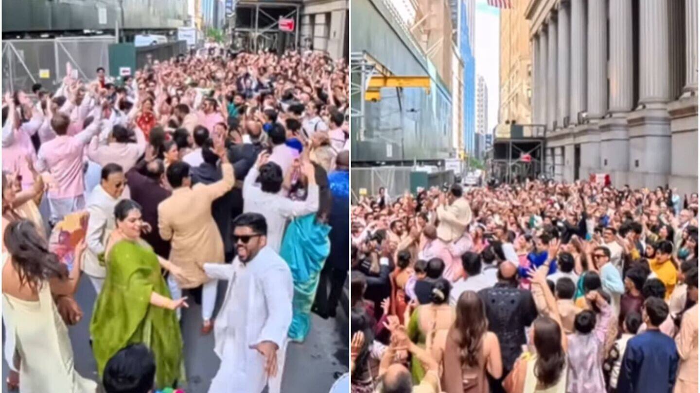 Watch: 400-person Indian 'baraat' takes over Wall Street Watch: 400-person Indian 'baraat' takes over Wall Street
