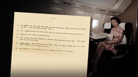 Queen Elizabeth's in-flight rituals revealed in attendant's notes