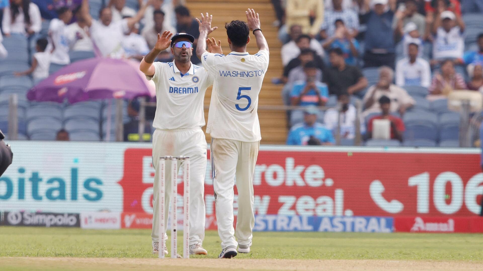 Pune Test: Sundar disarrays NZ (259); India lose Rohit Sharma  