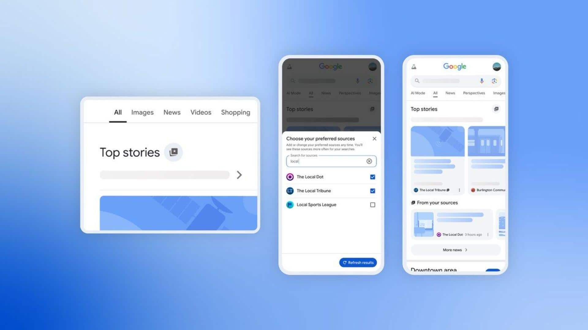 Google lets you pick preferred news sources on Search