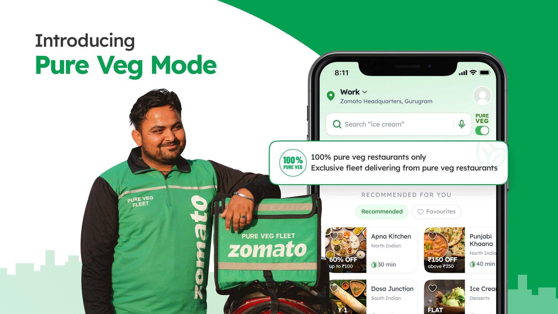 Zomato gets pure veg mode and fleet in India