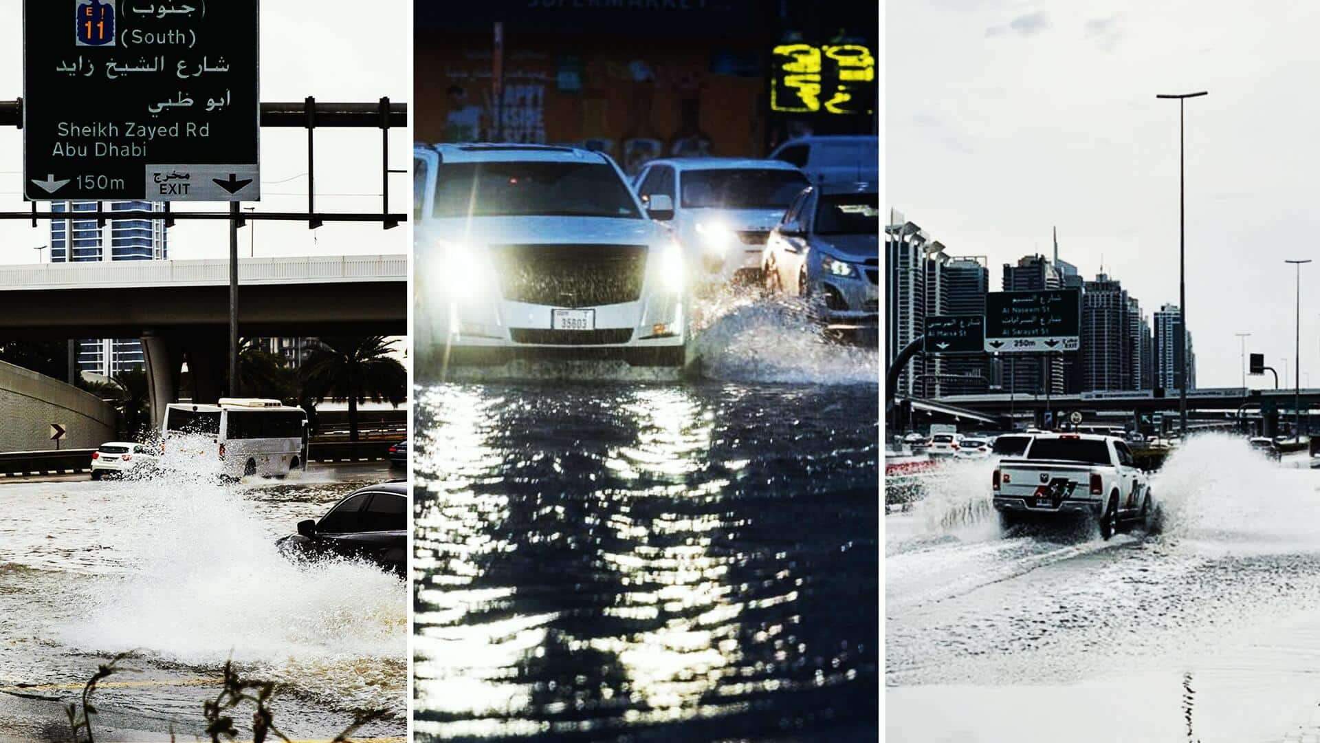 UAE: Thunderstorm, heavy rainfall flood Dubai roads