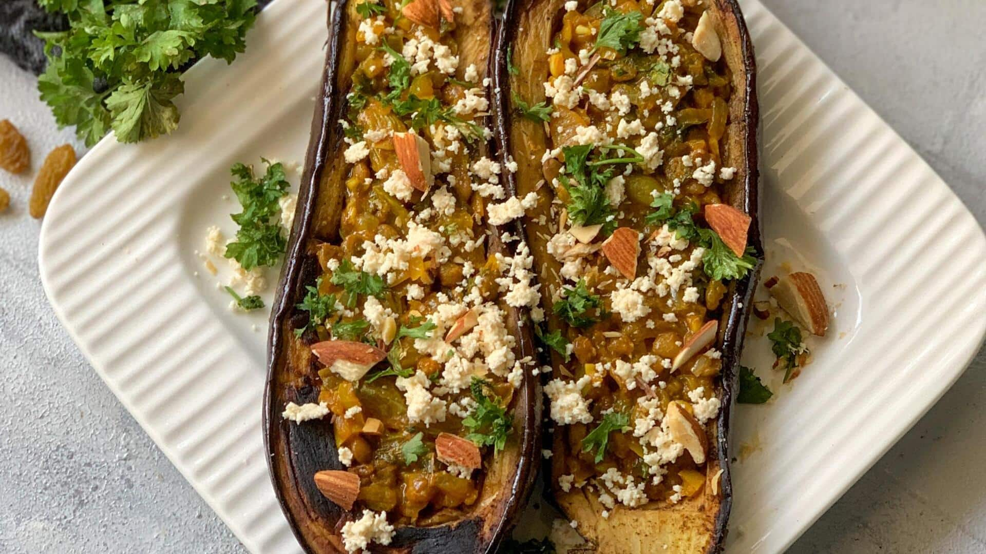 Cook Moroccan-inspired lentil stuffed eggplants with this recipe