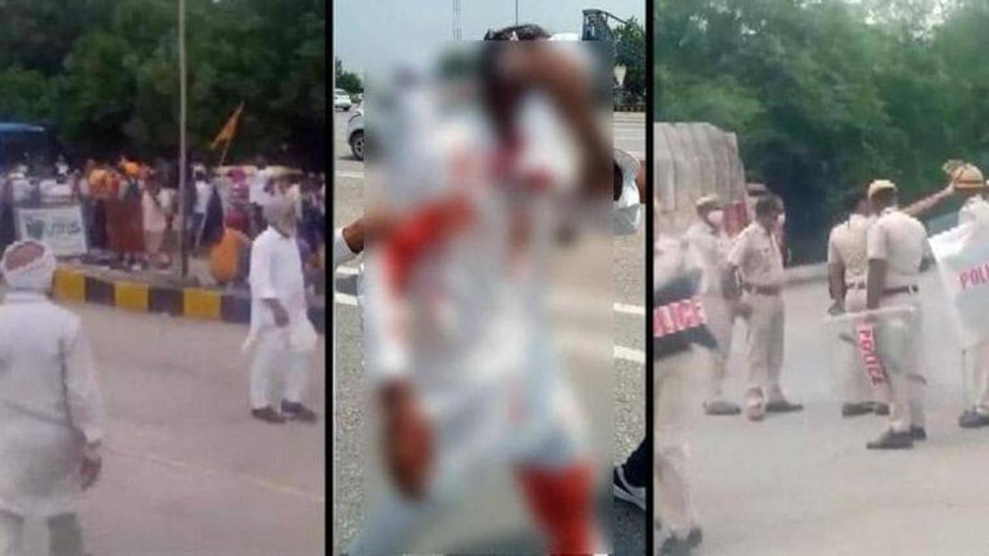 Earlier, police baton-charged farmers in Karnal; 1 died Earlier, police baton-charged farmers in Karnal; 1 died