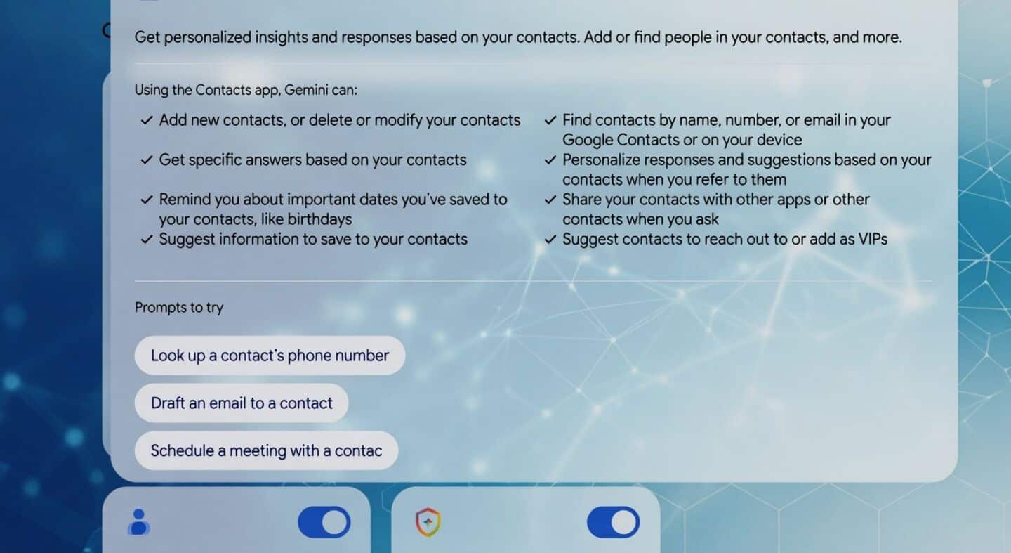 Gemini app now lets you manage Google Contacts