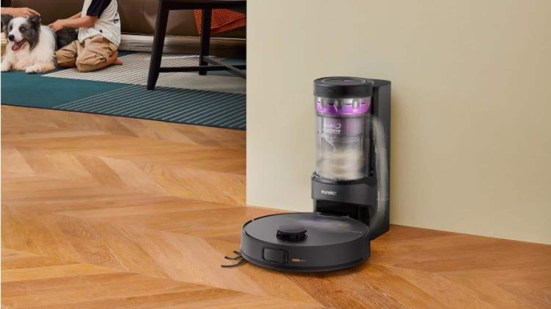 This robotic vacuum cleaner has a self-emptying docking station