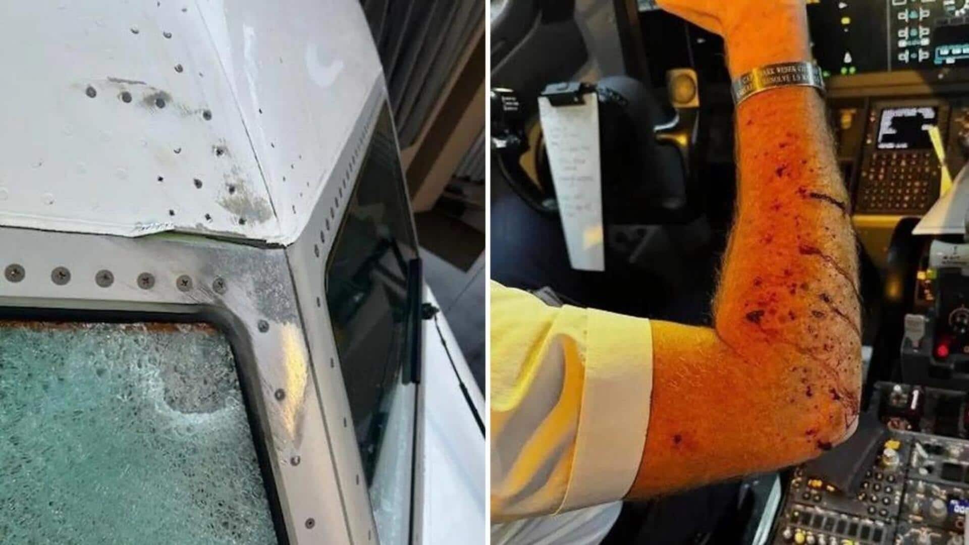 Pilot left bloodied after 'mystery object' hits plane 36,000ft midair Pilot left bloodied after 'mystery object' hits plane 36,000ft midair