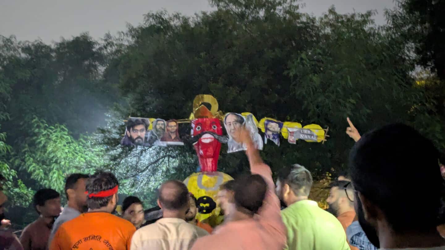 Clashes at JNU after Umar Khalid, Sharjeel depicted as Ravan 